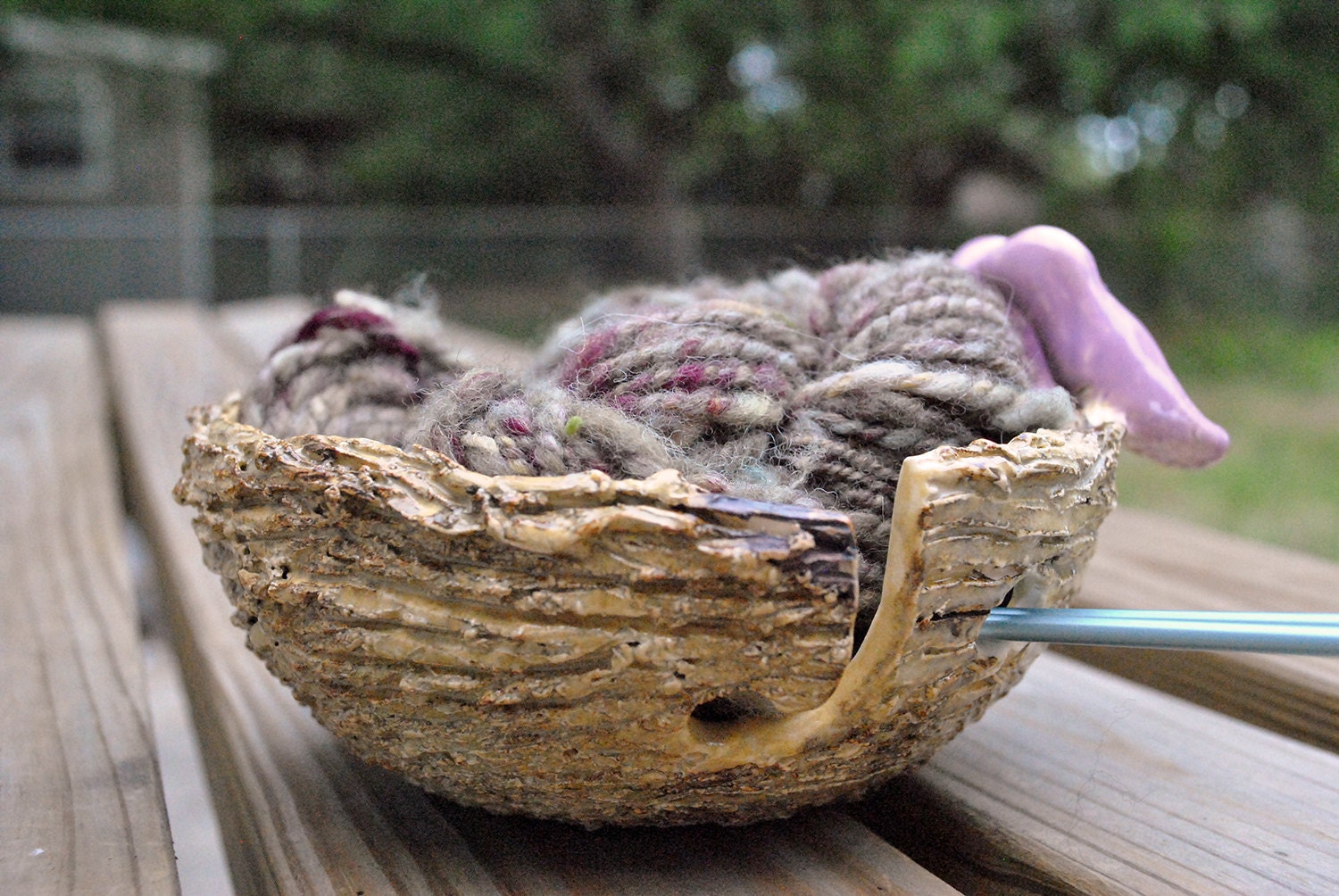 Bird's Nest Yarn Bowl Knitting Bowl for a by bluegreenartisan