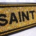 Custom Order Framed Mardi Gras bead mosaic, "Saints", black and gold, Who Dat, New Orleans, CIJ, men, media room, football art