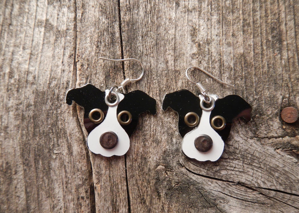 Earrings Jewelry Pit Bull Pittie Dog Breed Pet Lover Aluminum Custom Rivets