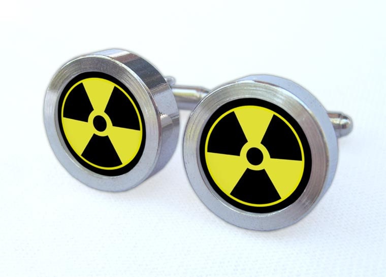 Radioactive Symbol Cufflinks -- Design Gift for wedding, groomsmen, and university graduation