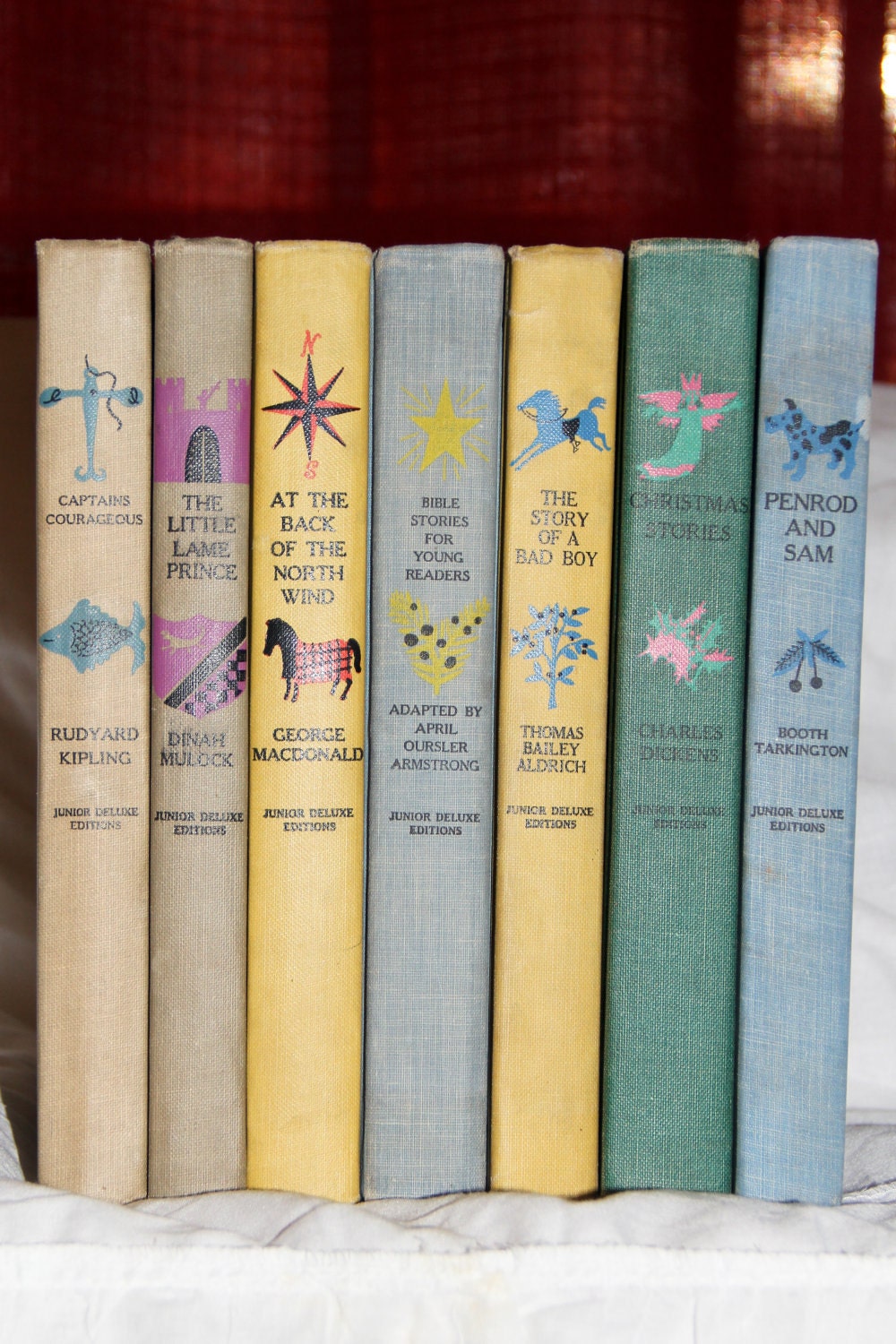Vintage Lot of 7 Childrens Books, Junior Deluxe Editions, HC, Matte Covers, Garden City, NY