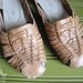 Vintage Tan Leather Huarache Sandals, Size 7.5