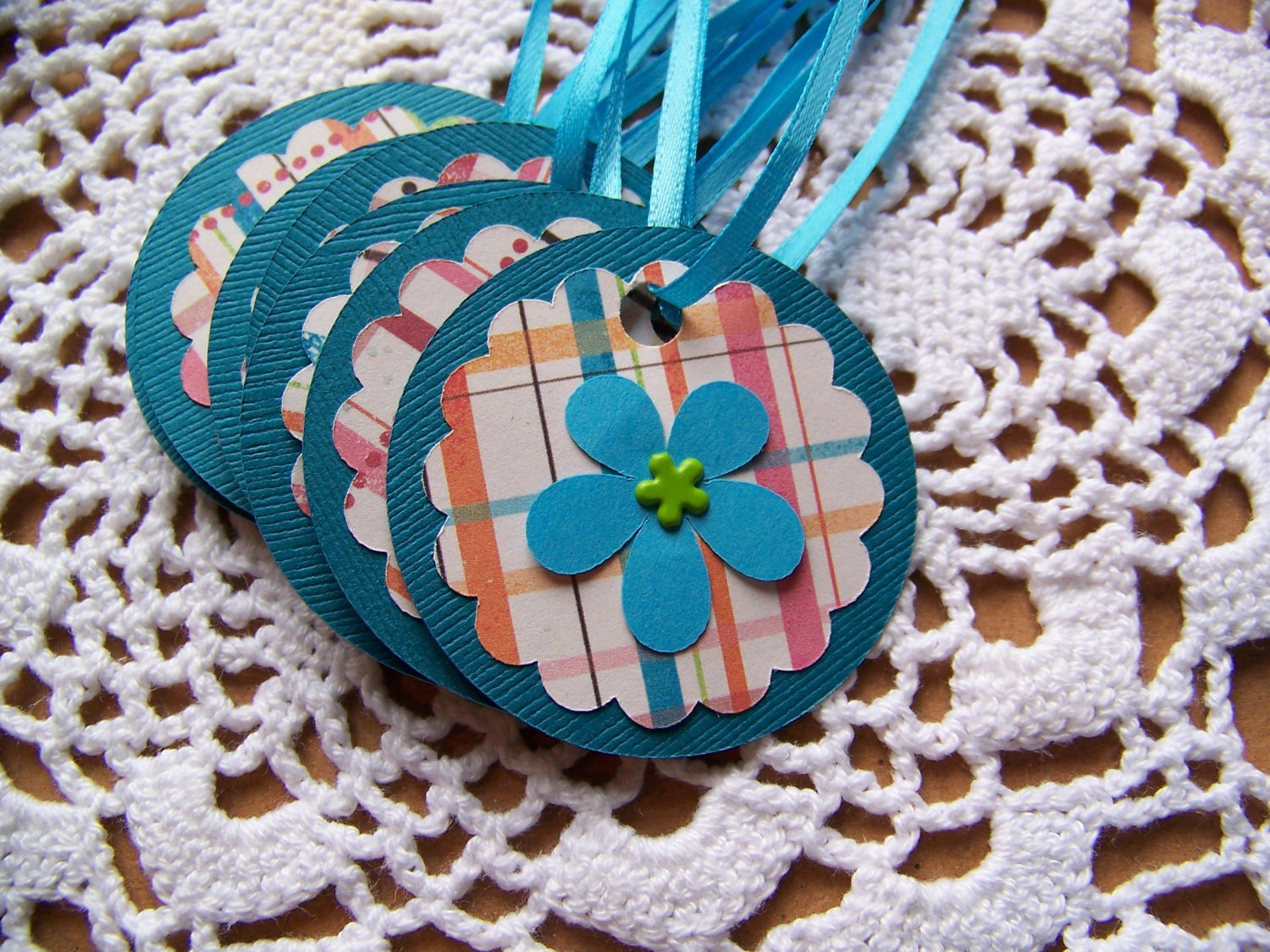 Flower Gift Tag Goody Bag Favor Label - Set of 8