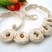 Hand Crochet Natural Linen Necklace Choker Roses