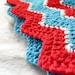 Red and Blue Chevron Dish Towel - 100% Cotton - Crochet - Cherry Aqua Sky Blue Natural Off-White - 1950s, Modern, Hostess Housewarming Gift