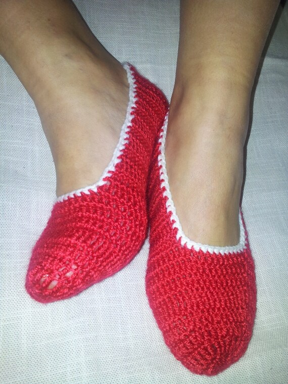 Red Healthy Booties Home slippers Dance classic yoga sexy hygienic light Naturel Silk cashmire crochet