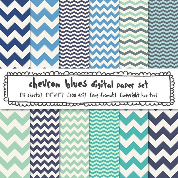 blue chevron digital paper, zig zag chevron stripe, photography backgrounds, aqua turquoise navy blue, digital files instant download - 346