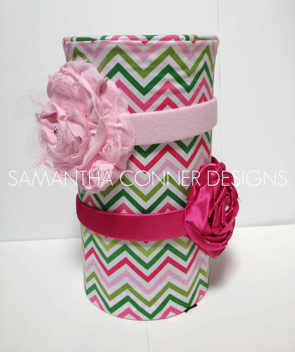 Headband Holder- Pink/Green Chevron