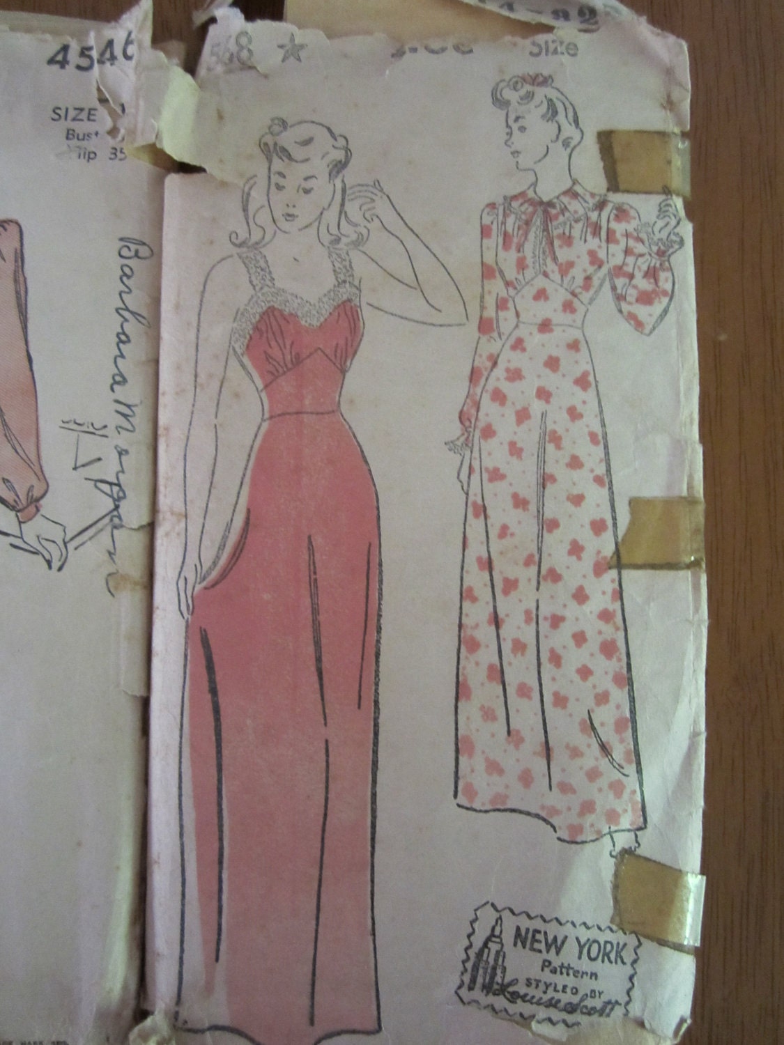 SALE - Two 1940's nightgown patterns