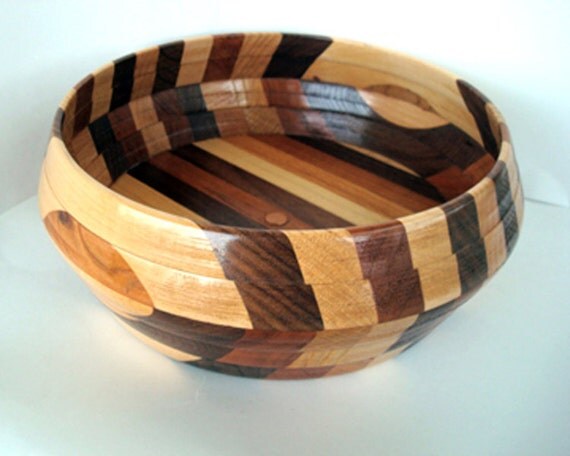 Items similar to Large Wooden BowlMultWood Bread BowlKitchen Decor