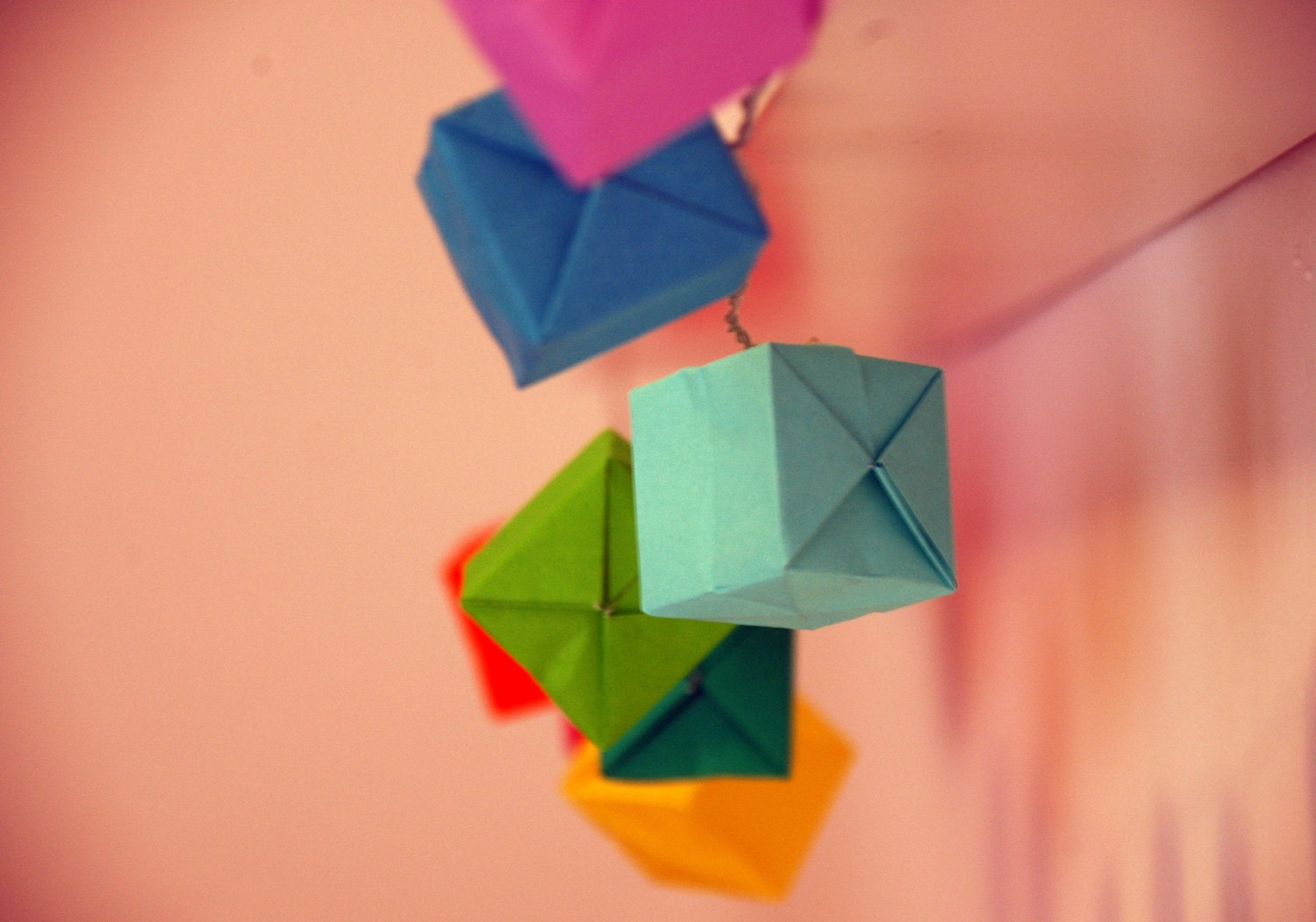 Rainbow. Origami colorful LED light garland.