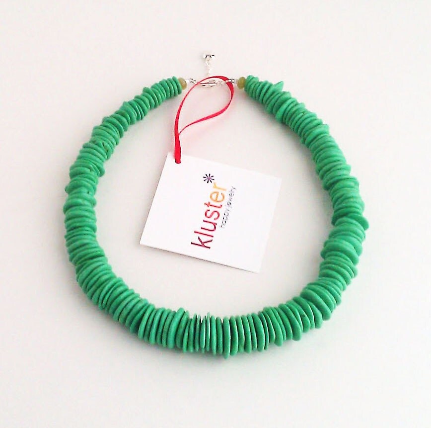 Green Necklace. Turquoise Necklace. Lime Green Necklace. Kelly Green Necklace. Spring Fashion. Silver. Chunky Beaded Necklace. Kluster.