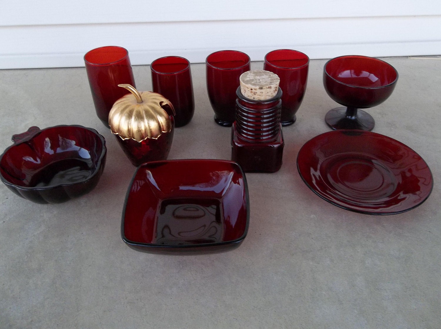 RESERVED--Strawberry Only--Clearance Sale--Vintage Ruby Red Instant Collection--lot of 10 items