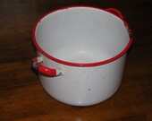 White and Red Enamelware Pot