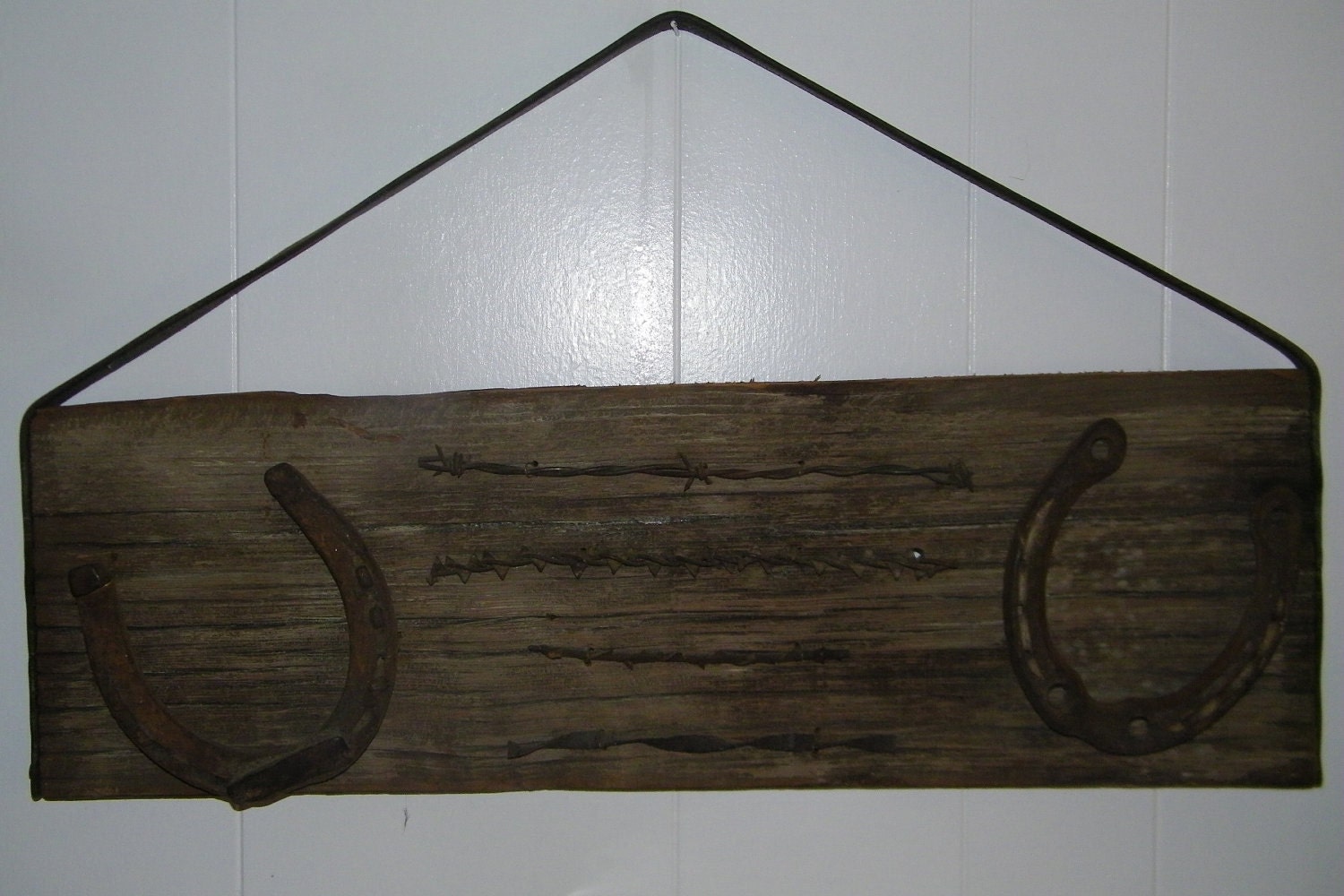 Good Luck Horse Shoes and Antique Barb Wire Art