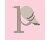 P is for Pigeon - 5x7 PRINT