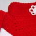 Fingerless Mittens in Berry Red Crochet with White Flower Embellishment