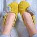 Cozy Mustard and Gray Women's Crochet Slippers