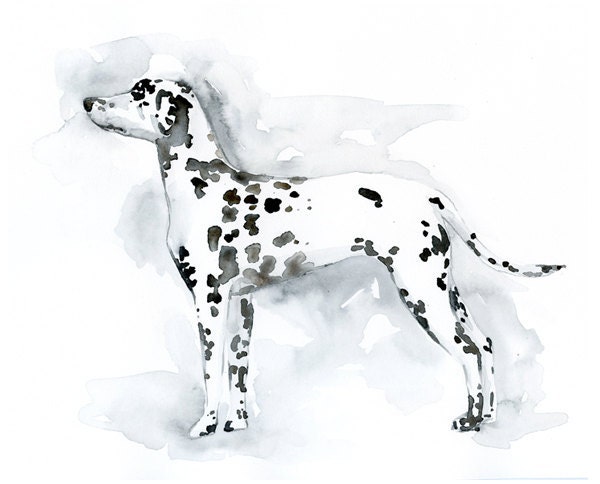 Custom Dalmatian Art - Watercolor Silhouette 8x10