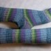 blue purple green gray striped stretchy COTTON WOOL SOCKS small 38/39