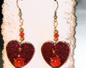 FUN TIME Hearts Red OOAK Dangle Earrings