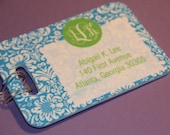 Monogrammed Rectangle Luggage Tag - SET OF 2 - Many Colors and Designs Available