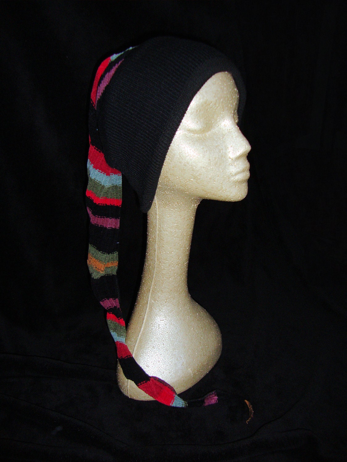 Toboggan Elf Upcycled OOAK Black Red WINTER by PandorasPassions