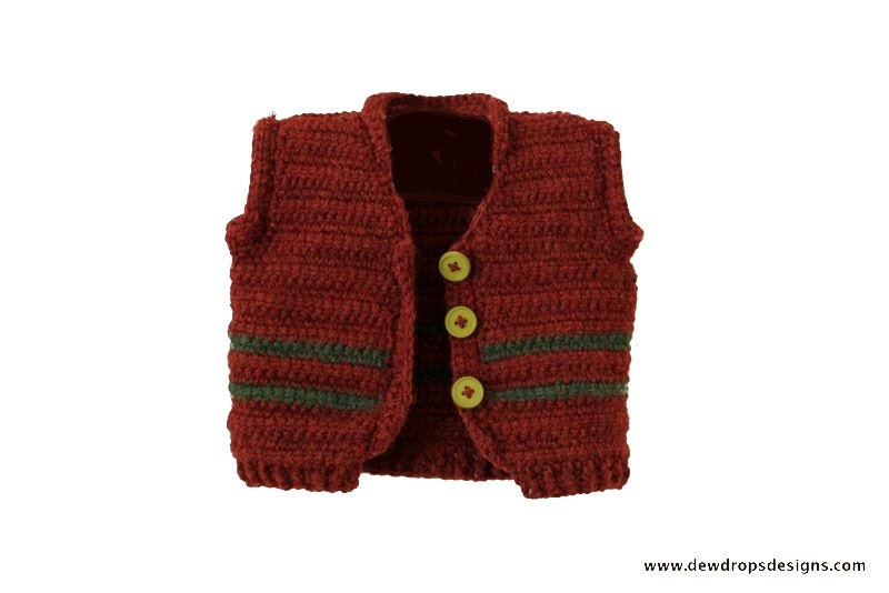 Pattern Crochet vest Sweater Jacket Collar unisex Boys Girls Baby Newborn Toddler Easy Dewdrops No: 219