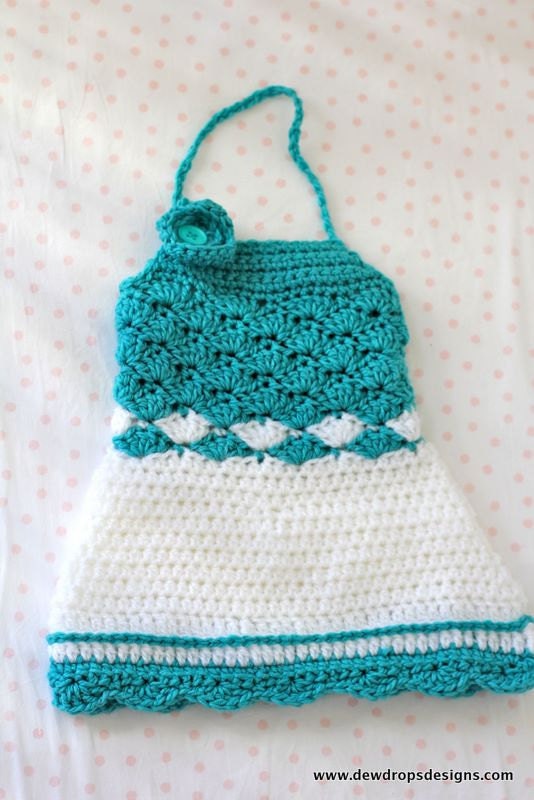 Pattern Crochet Halter Neck Dress/Top Summer Spring Fashion Newborn Baby Toddler Easy Beginner Dewdrops
