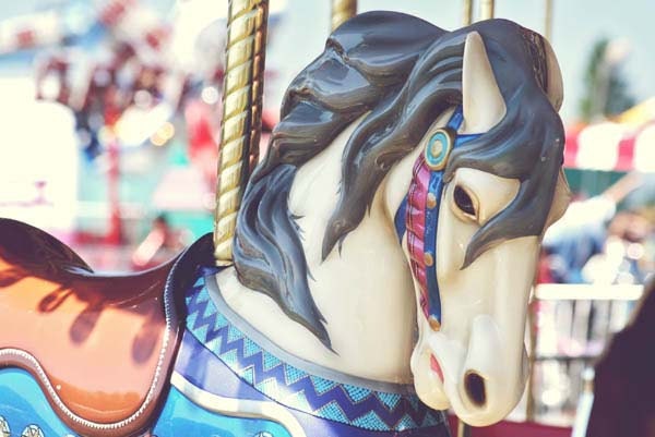 Carousel horse carnival metallic fair summertime colorful 8 x 10 photography