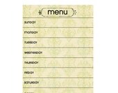 Dry/Wet Erase MENU PLANNING MAGNET.  7 x 9 1/2 inches.  Set of 2.  Cream & Green Vintage Color.