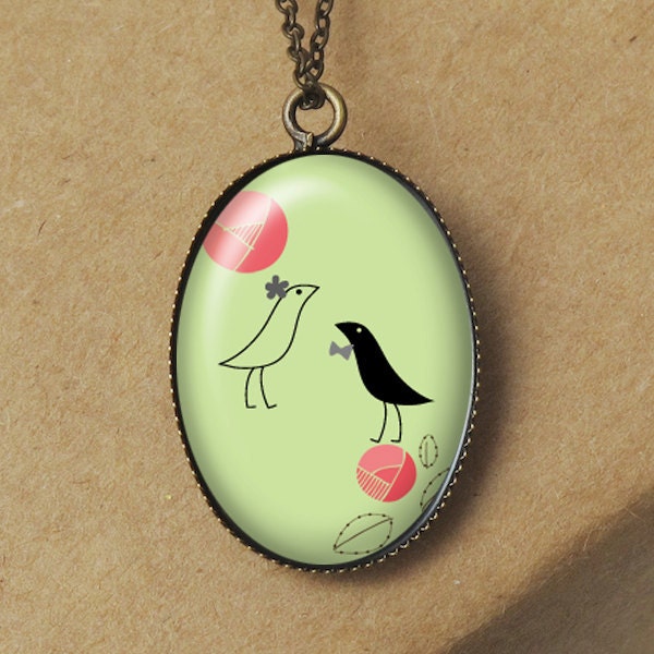 Love Bird Pendant Necklace, Bird Jewelry, Wedding Love Birds, Lovebird Necklace, Bridesmaid Gift, Wedding Jewelry, Bird Necklace N176