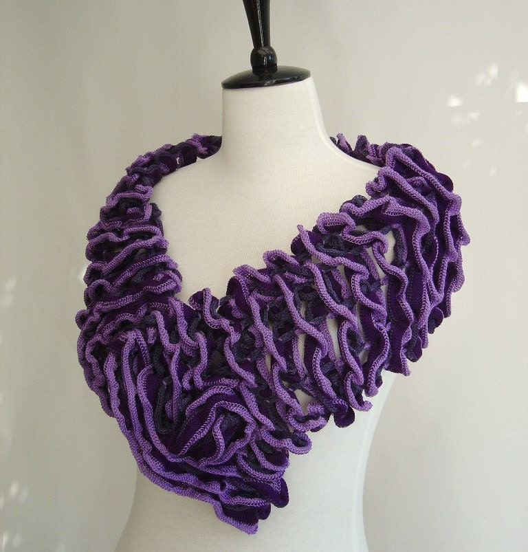 Ruffle Scarf Purple lilac and grey