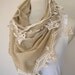 camel brown linen shawl scarf withcotton lace fringe haute couture Handmade Turkish womens scarves