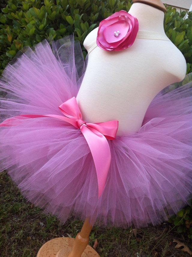 Vintage Pink Couture tutu baby tutu infant tutu newborn tutu photography prop with silk satin pearl posie