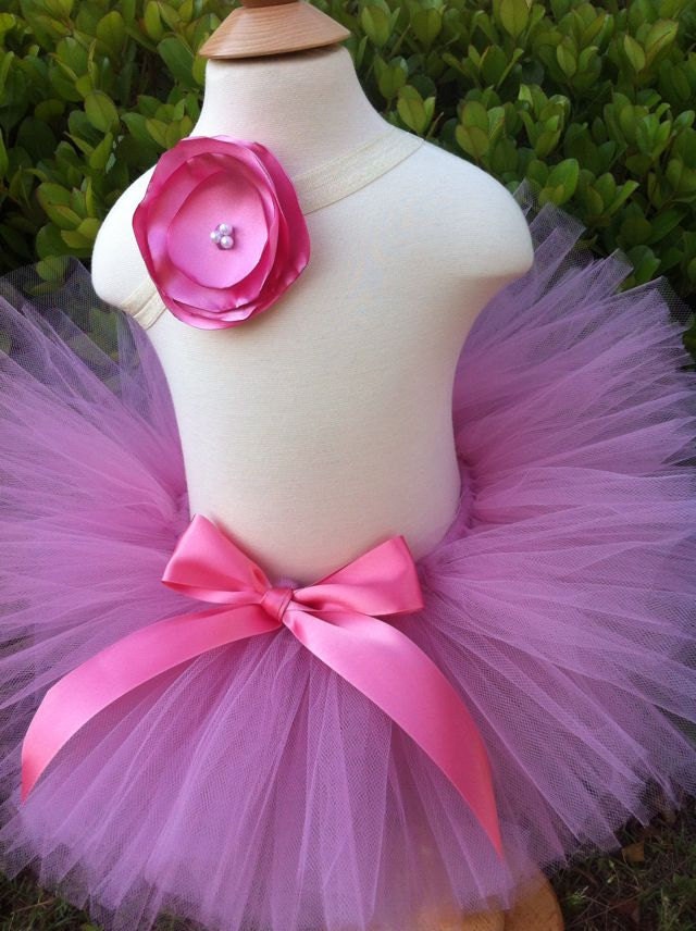 Vintage Pink Couture tutu baby tutu infant tutu newborn tutu photography prop with silk satin pearl posie