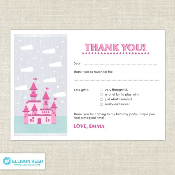 Princess Printable - Princess Birthday - princess thank you note - princess castle - printable party - DIY Printable Invitation Il_570xn