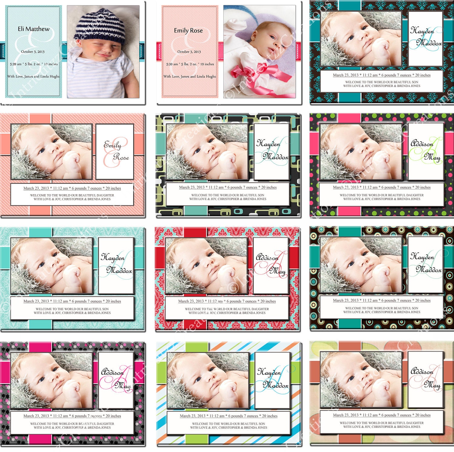 Buy gifts birth announcements - Big Gifts Come In Small Packages PSD Birth Announcement Template Set