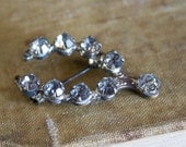 Vintage Wishbone Brooch . Art Deco Wishbone Brooch with Rhinestones