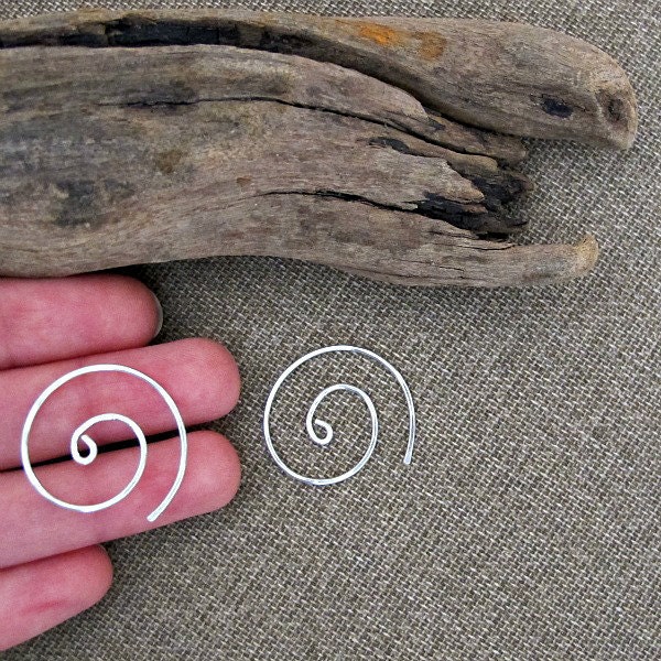 Sterling Silver Spiral Hoop Earrings. Small Modern Swirl Earrings. Minimal Elegance Earring. Handmade Jewelry