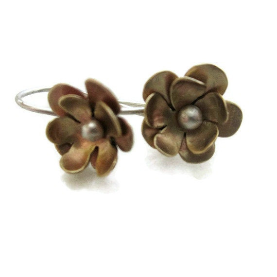 Cherry Blossom Flower Earrings Small Gold Earrings - sheriberyl