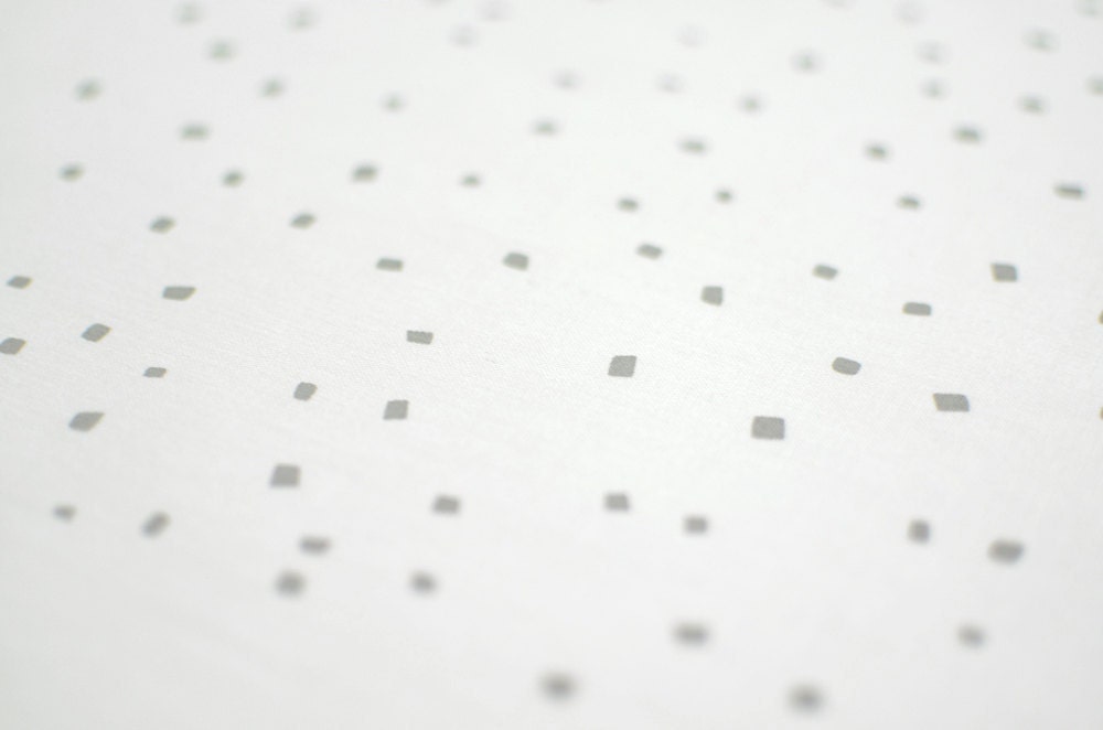 confetti in pale grey on pure white cotton handprinted fabric panel