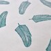 quill in peacock blue green handprinted fabric panel