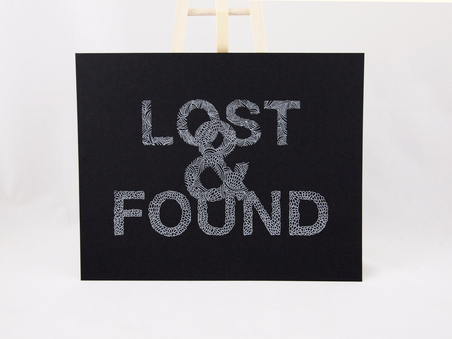 Lost & Found // Screenprinted Poster // 8x10 Silver on Black