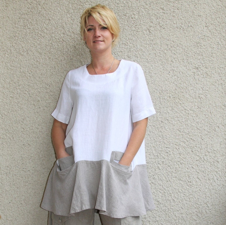 Eco friendly linen white - natural washed tunic