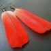 Gunmetal Wire Wrapped African Gray Red Parrot Feather Earrings