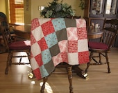 Baby Quilt Brown Minky Patchwork Cuddle Quilt