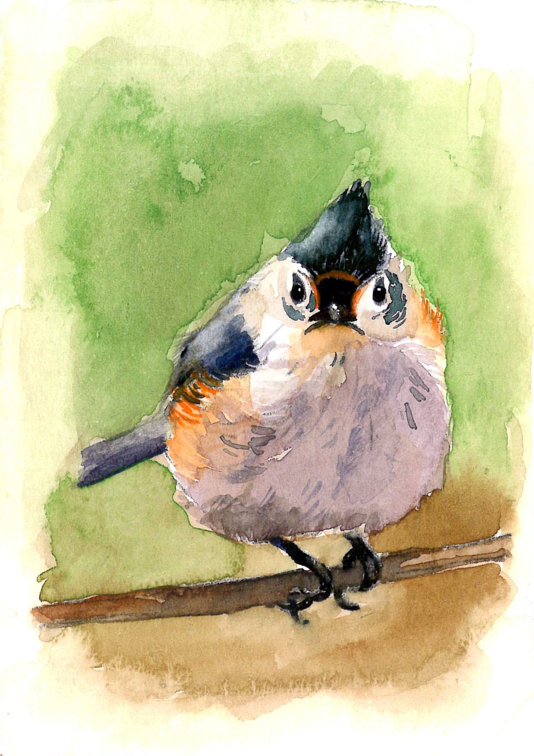ACEO Limited Edition- Zack the Angry Titmouse, in watercolor