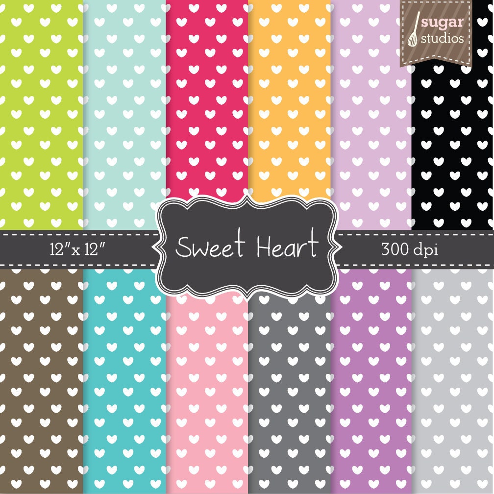 Sweet Heart - Digital Scrapbook Paper Pack - Personal and Commercial Use