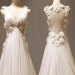 Custom make Vintage Wedding Dress A LINE Bridal Gown Bridesmaid Lace Flower Keyhole Backless Organza  Deep V Neck Chiffon Evening Prom Dress